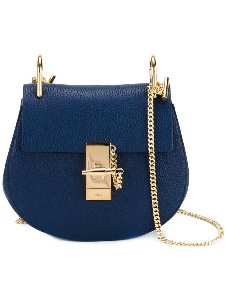 Chloé - 'drew' Shoulder Bag - Women - Lamb Skin/suede - One Size, Women's, Blue, Lamb Skin/suede