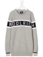 Woolrich Kids Teen Logo Intarsia Sweater - Grey