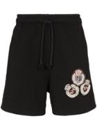 424 Crest Embroidered Track Shorts - Black
