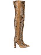 Paris Texas Python Thigh-high Boots - Brown