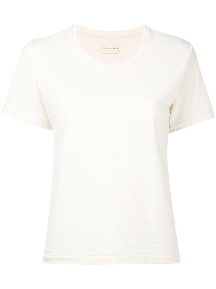 Simon Miller - Round Neck T-shirt - Women - Silk/cotton - 1, Nude/neutrals, Silk/cotton