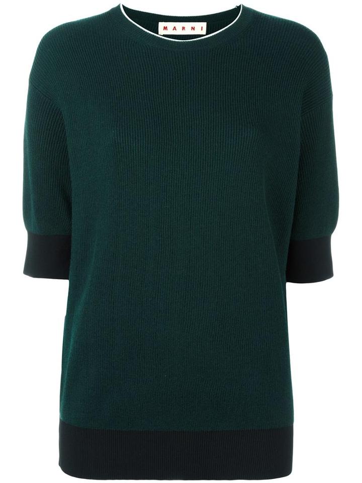 Marni Two Tone Jumper, Women's, Size: 44, Green, Virgin Wool/polyamide