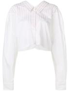 Unravel Project Stripe Panel Cropped Shirt - White