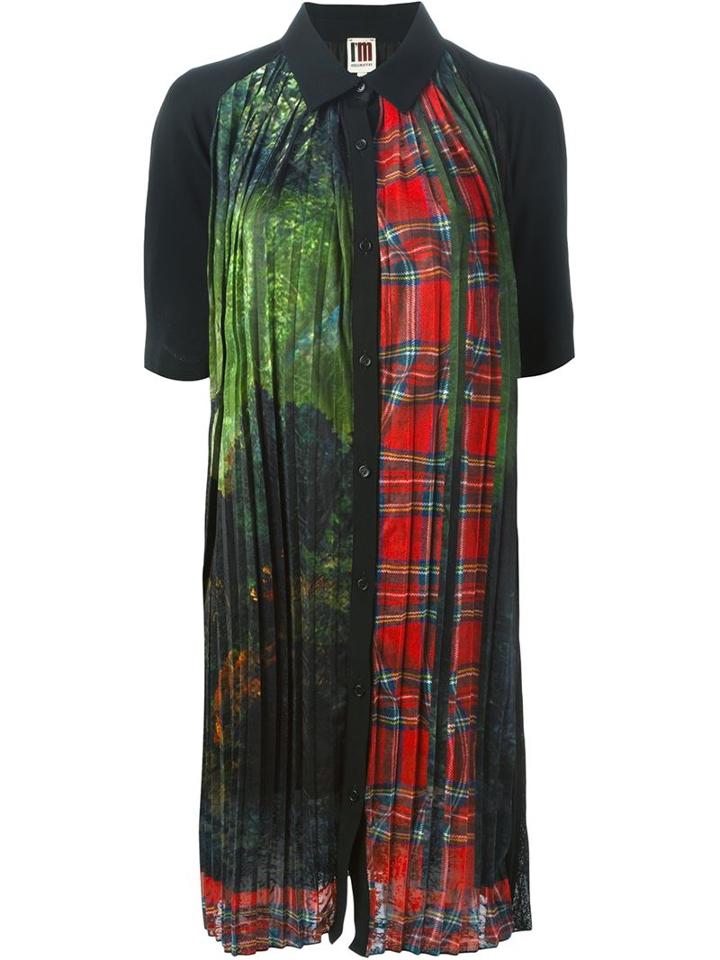 I M Isola Marras Tartan Print Panel Shirt Dress, Women's, Size: 46, Black, Polyester/acetate/viscose/polyamide
