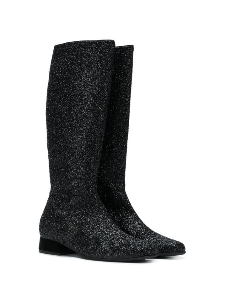 Monnalisa Teen Sequin Embellished Boots - Black