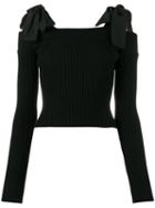 Msgm - Off-shoulder Ribbed Top - Women - Polyester/viscose - M, Women's, Black, Polyester/viscose