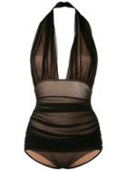 Norma Kamali Mesh Panel Swimsuit, Women's, Size: Small, Black, Nylon/polyamide/spandex/elastane