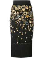 Dolce & Gabbana - Cross Charm Embellished Skirt - Women - Silk/polyamide/polyester/viscose - 40, Women's, Black, Silk/polyamide/polyester/viscose