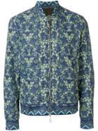 Versace Collection Printed Bomber Jacket - Blue