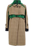Sacai Deconstructed Hooded Check Raincoat - Brown