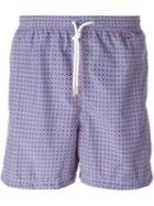 Kiton Geometric Print Swim Shorts, Men's, Size: 48, Pink/purple, Polyester
