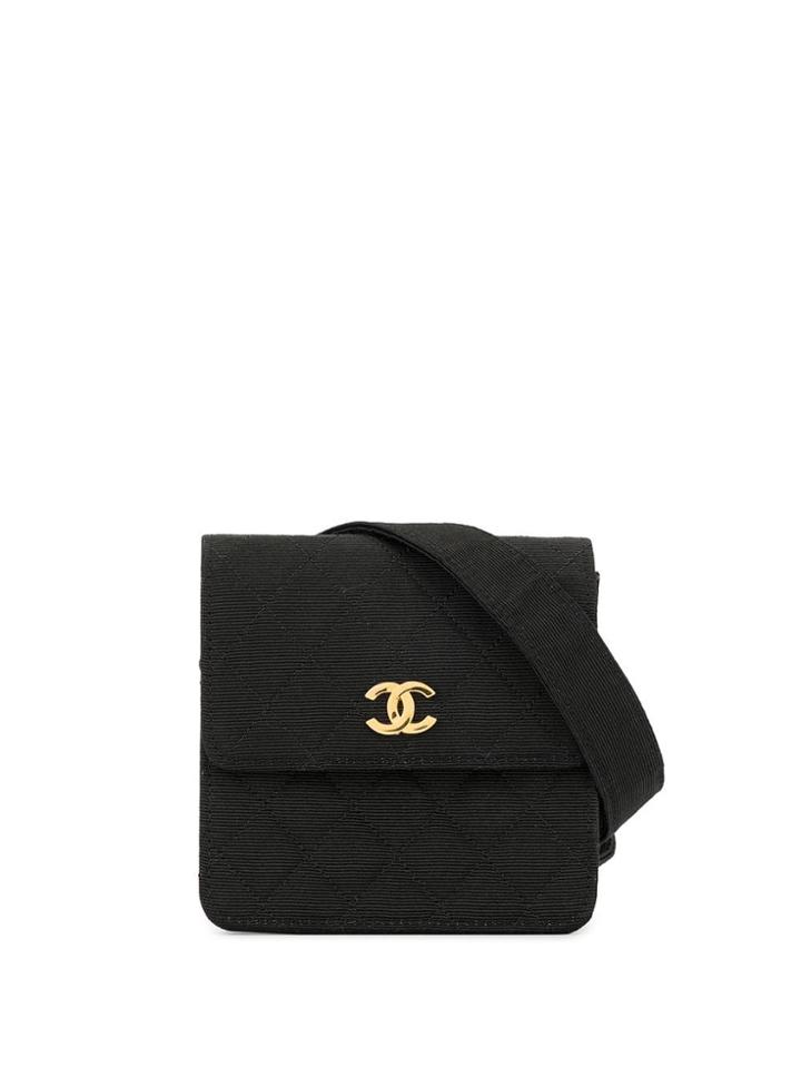 Chanel Pre-owned Textured Diamond Quilted Belt Bag - Black
