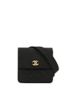 Chanel Pre-owned Textured Diamond Quilted Belt Bag - Black