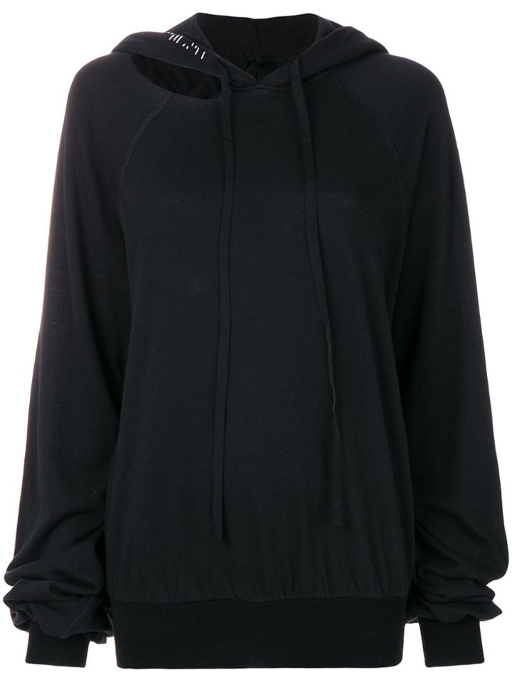 Unravel Project Distressed Cut Out Hoodie - Black