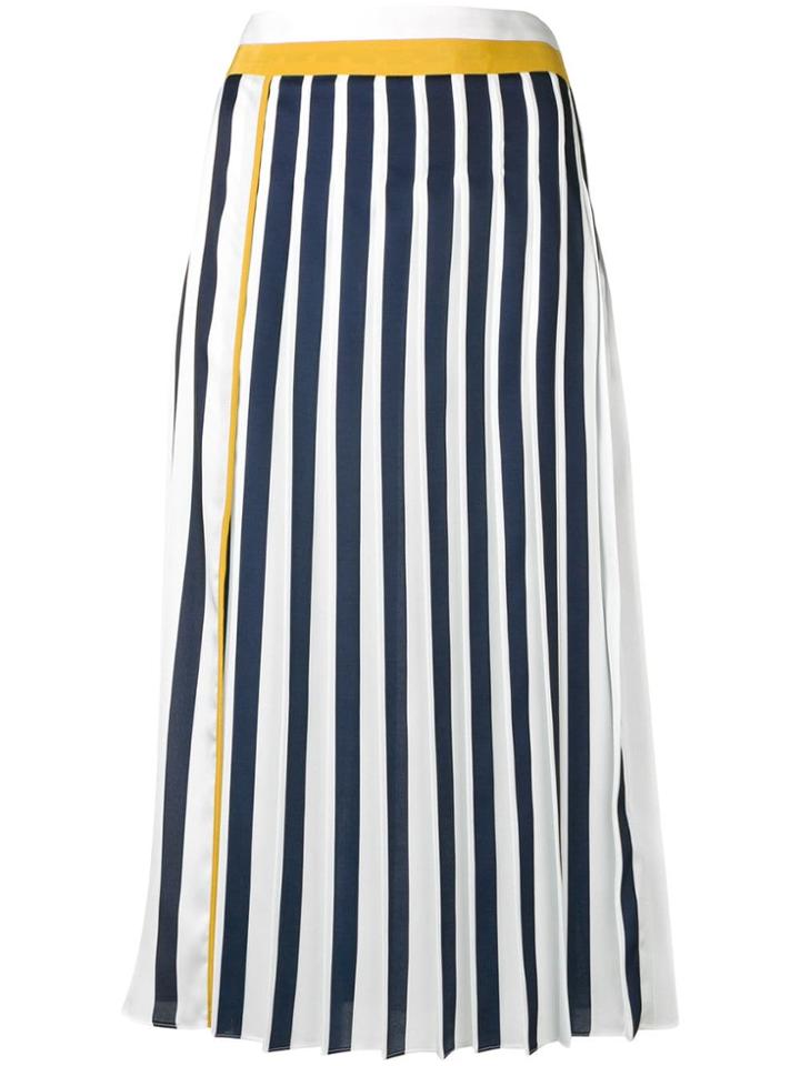 Victoria Victoria Beckham Striped Pleated Skirt - White