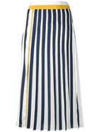 Victoria Victoria Beckham Striped Pleated Skirt - White