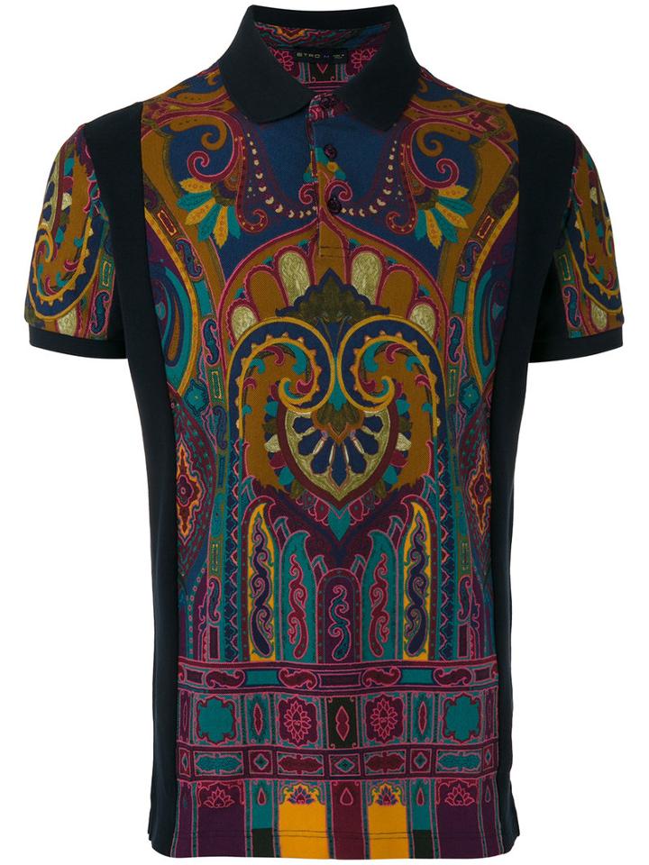 Etro Abstract Print Polo Shirt, Men's, Size: Small, Cotton