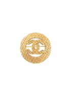 Chanel Pre-owned Woven Effect Cc Brooch - Gold