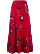 Dries Van Noten Floral Print Skirt, Women's, Size: 36, Red, Silk/spandex/elastane