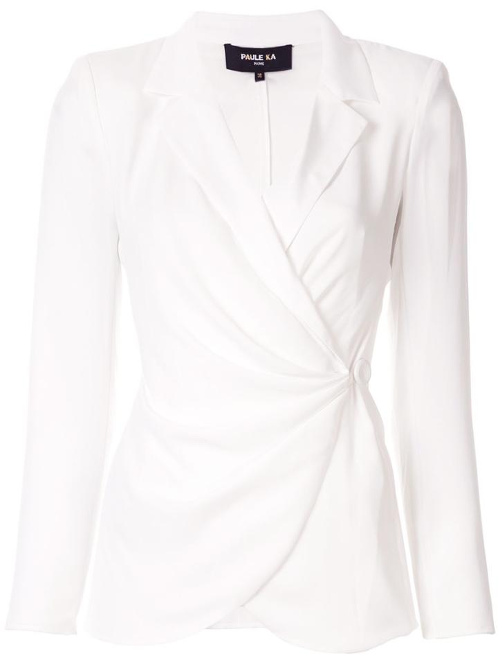 Paule Ka Draped Crepe Blazer - White