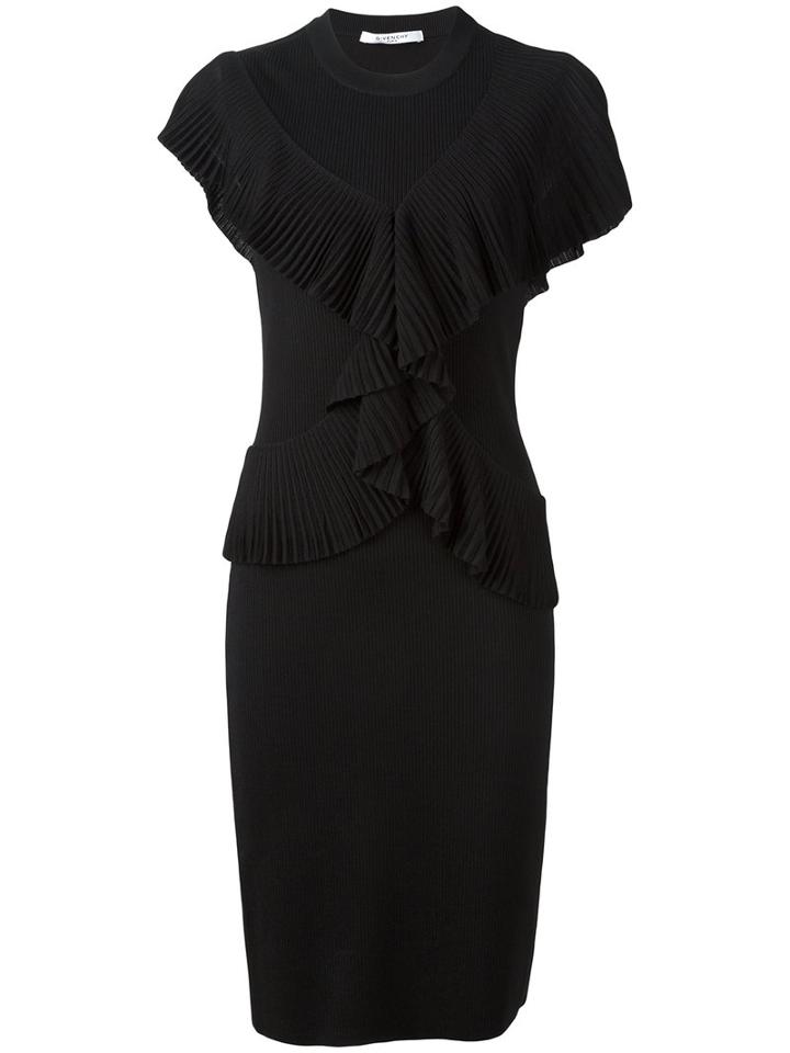 Givenchy Frill Detail Pencil Dress, Women's, Size: Small, Black, Viscose/polyamide/spandex/elastane