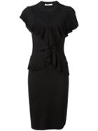 Givenchy Frill Detail Pencil Dress, Women's, Size: Small, Black, Viscose/polyamide/spandex/elastane