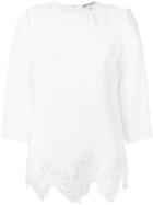 Elizabeth And James - Scalloped Lace Hem Blouse - Women - Polyester/acetate - M, White, Polyester/acetate