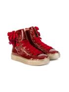 Quis Quis Frill Detail Hi-top Sneakers - Red