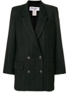 Yves Saint Laurent Vintage Pinstriped Double Breasted Blazer - Black