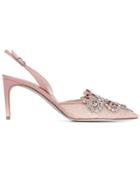 René Caovilla Veneziana Lace Slingback Pumps - Pink