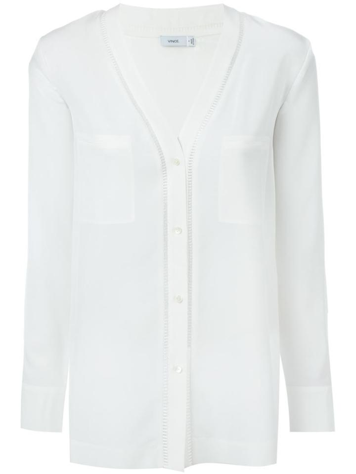 Vince V-neck Shirt, Women's, Size: 4, White, Silk
