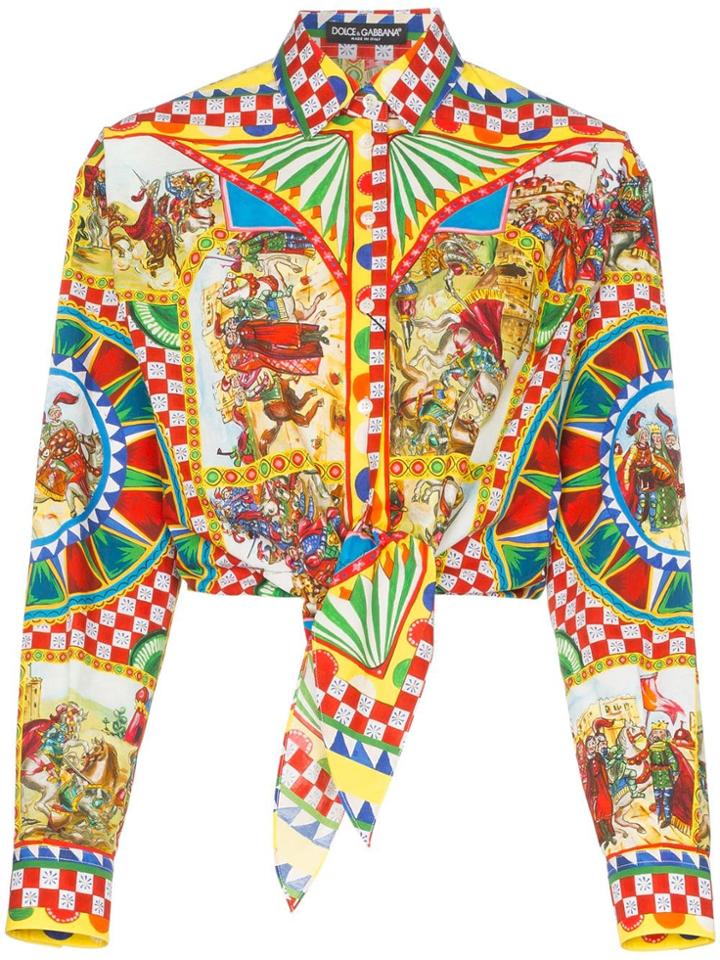 Dolce & Gabbana Medieval-print Cropped Cotton Shirt - Hhy85 Battaglia