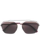 Fendi Eyewear Rectangle Frame Sunglasses - Metallic