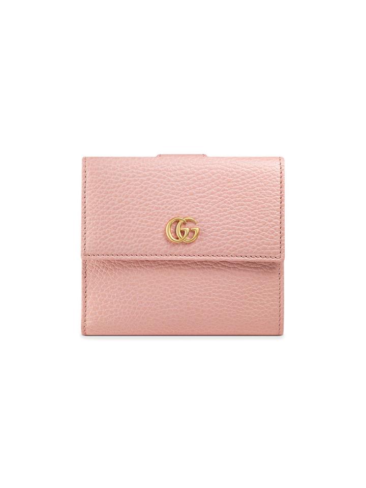 Gucci Leather French Flap Wallet - Pink & Purple