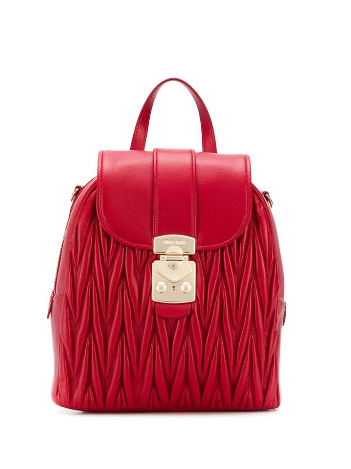 Miu Miu Quilted Backpack - Red