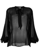 L'autre Chose Sheer Loose-fit Blouse - Black