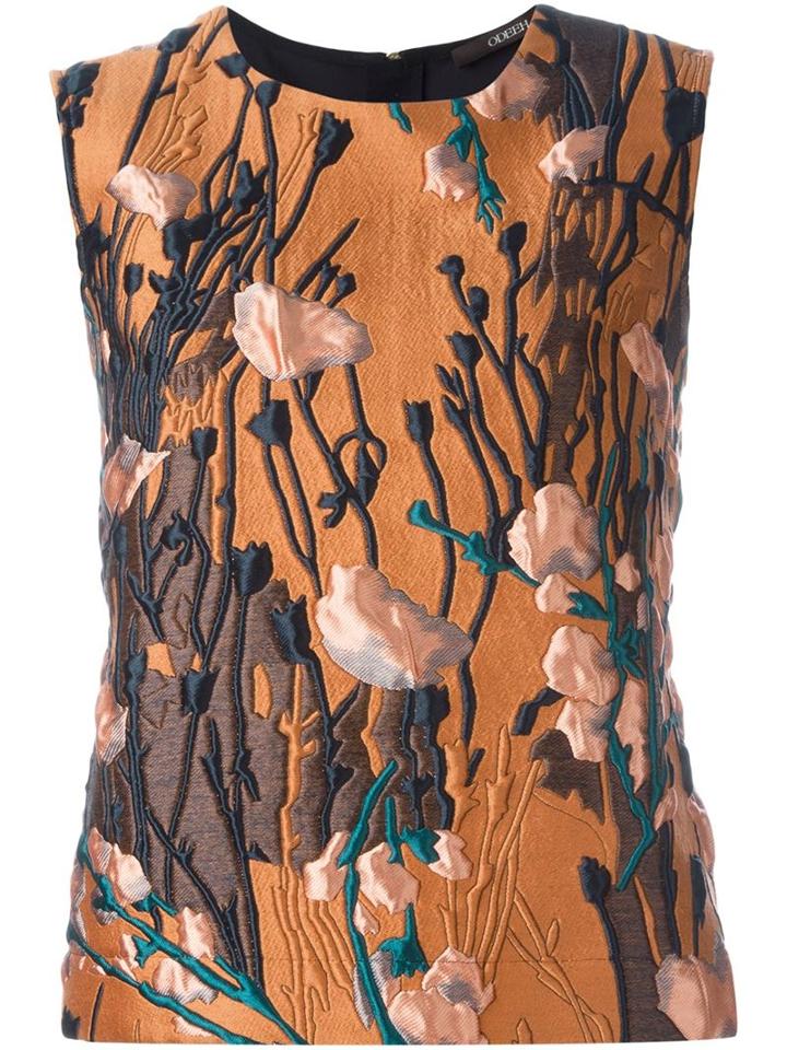 Odeeh Jacquard Tank Top, Women's, Size: 40, Blue, Silk/cotton/spandex/elastane