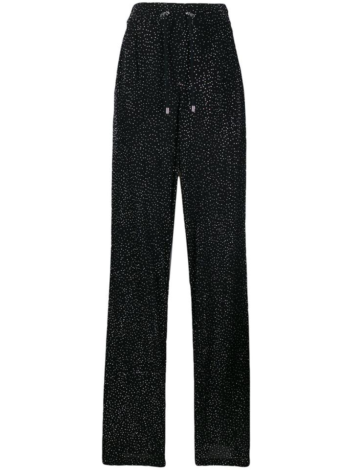 Balmain Embellished Wide Leg Trousers - Black