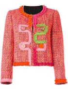 Boutique Moschino Textured Trim Jacket, Women's, Size: 36, Pink/purple, Silk/acrylic/acetate/other Fibers