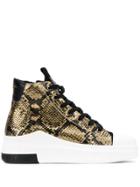 Cinzia Araia Snakeskin Effect High Top Sneakers - Gold