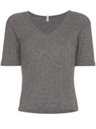 Lot78 V-neck Ribbed Short Sleeve T-shirt - Grey