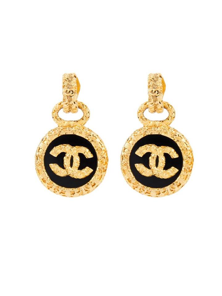 Chanel Vintage Cc Drop Clip-on Earrings, Women's, Metallic