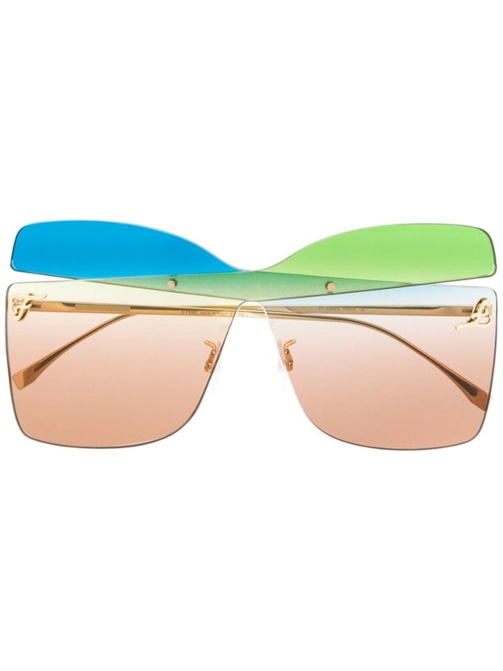 Fendi Eyewear Fendi Eyewear Ff0399s Rnbha Blu Verde Leather/fur/exotic