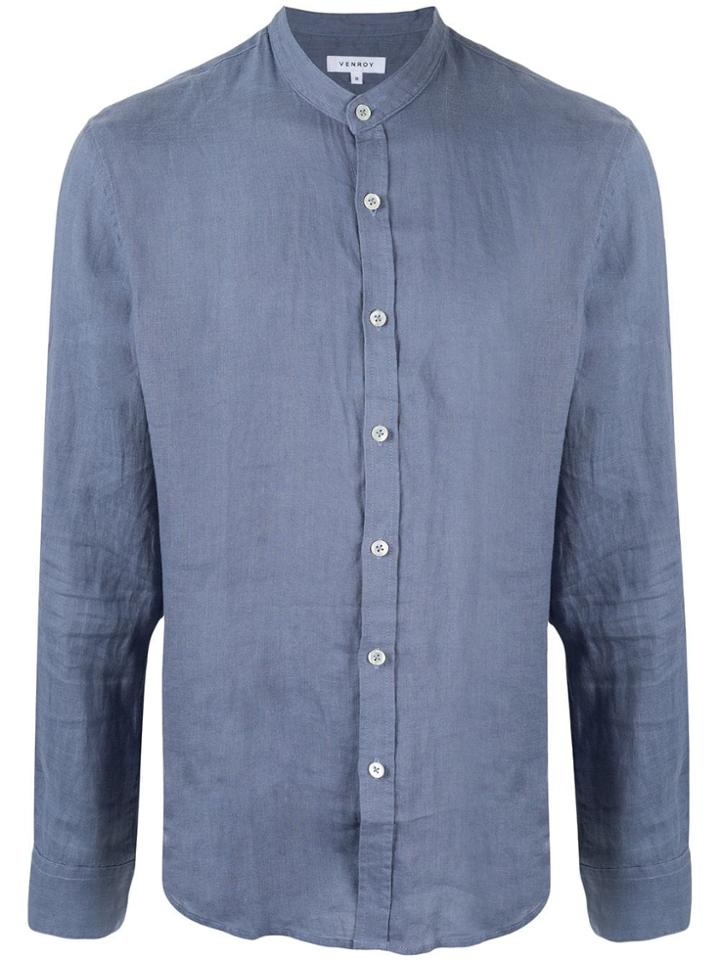 Venroy Band Collar Shirt - Blue