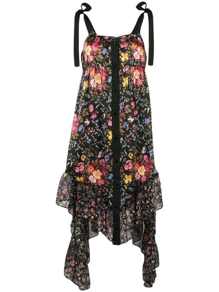 Wandering Floral Print Dress - Black