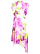 Msgm Asymmetric Printed Dress - Multicolour