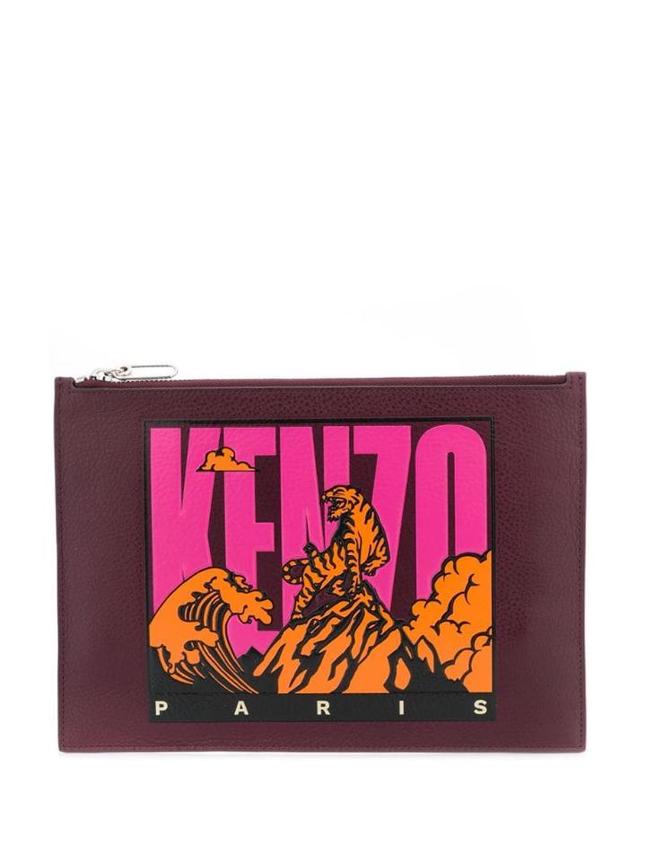 Kenzo Tiger Mountain Clutch - Red
