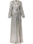 Jenny Packham Sequin Wrap Gown - Silver