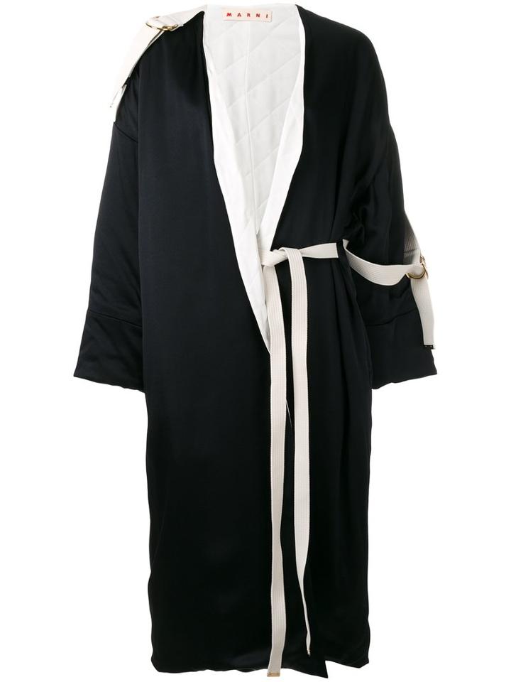 Marni Judo Belt Robe Coat, Women's, Size: 38, Black, Viscose/acetate/polyester