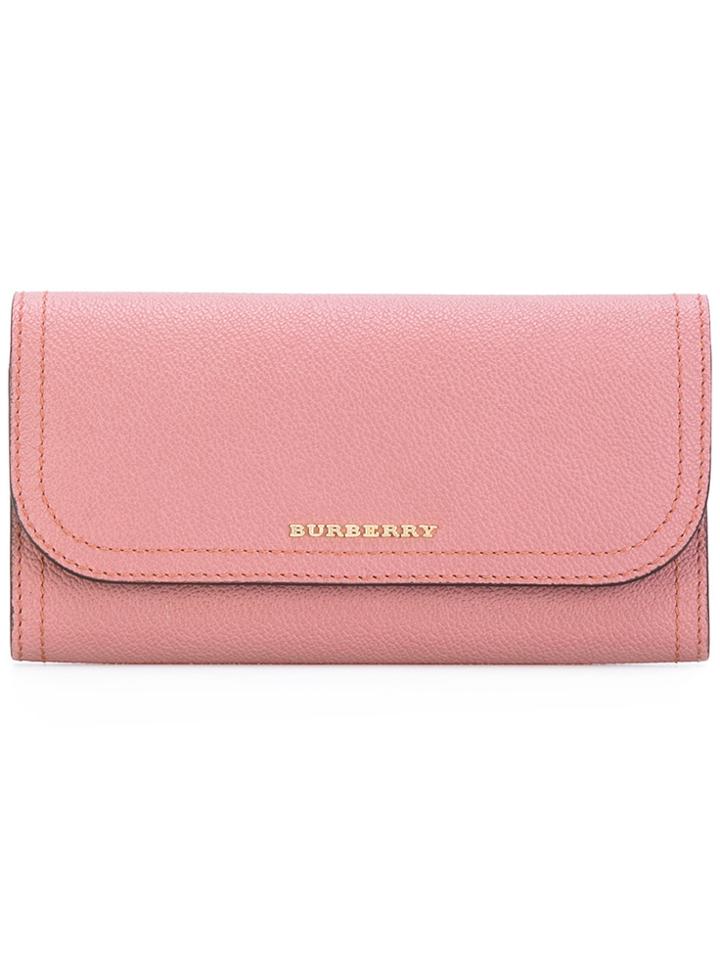 Burberry Logo Plaque Continental Wallet - Pink & Purple